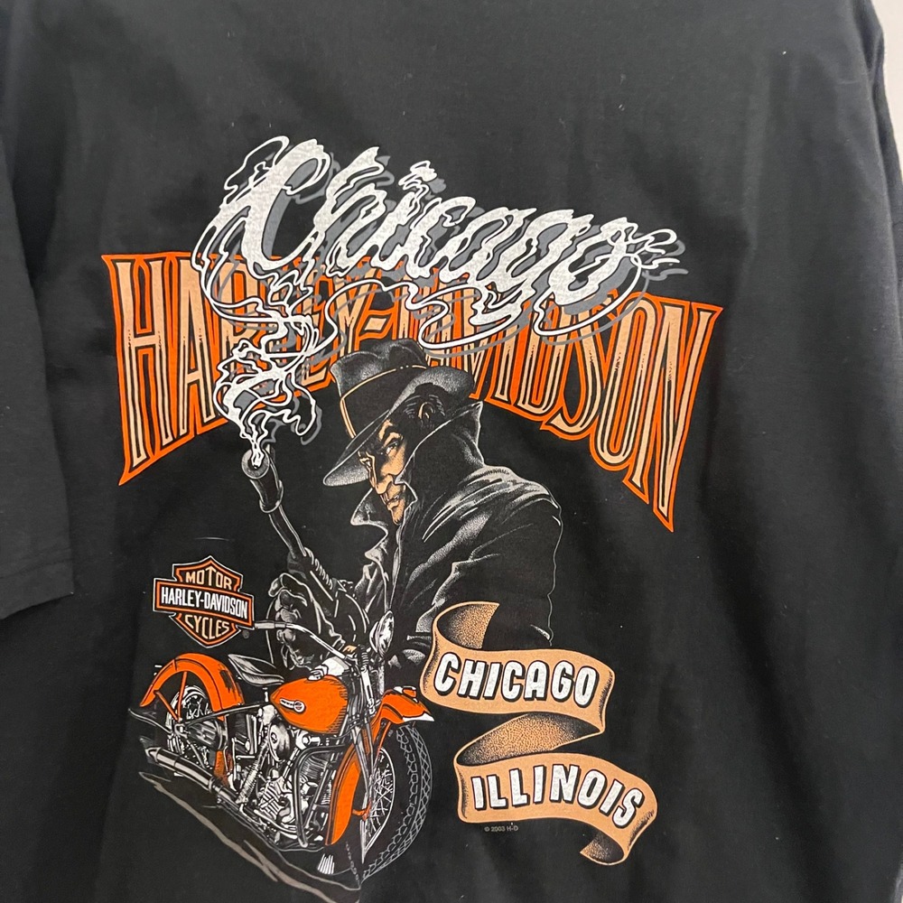 Vintage Y2K Deadstock Harley Davidson Graphic T Shirt 2003 Chicago Illinois